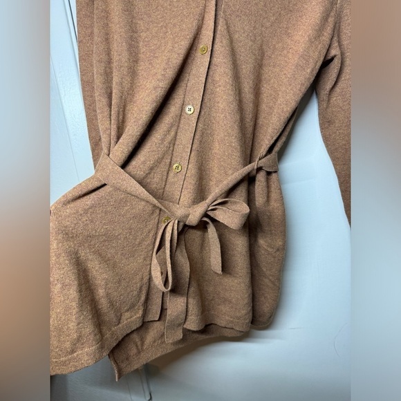 J.Crew Factory Wool Blend Belted Button Front Longline Cardigan Brown Sweater S - Picture 5 of 16